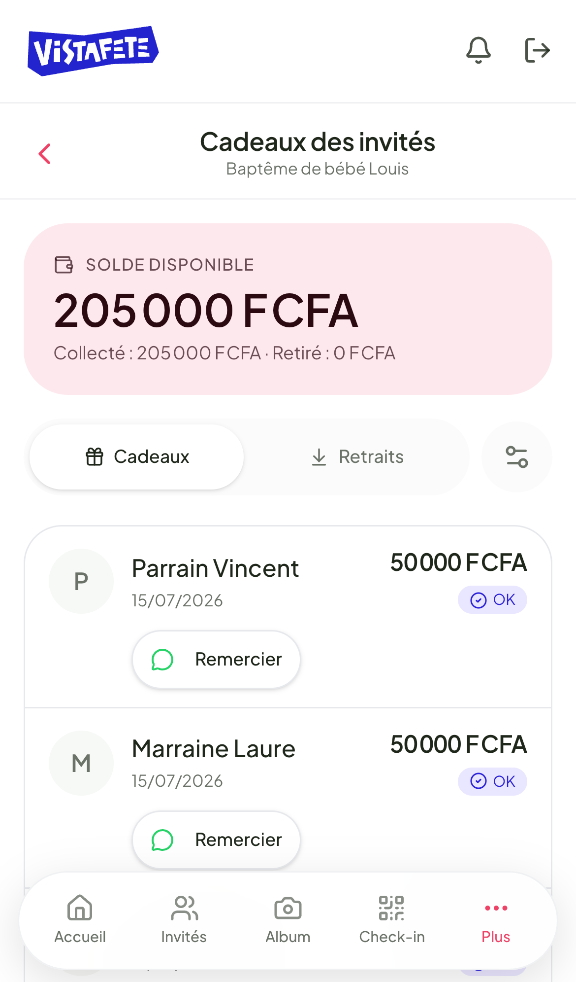 La cagnotte pour l'enfant
