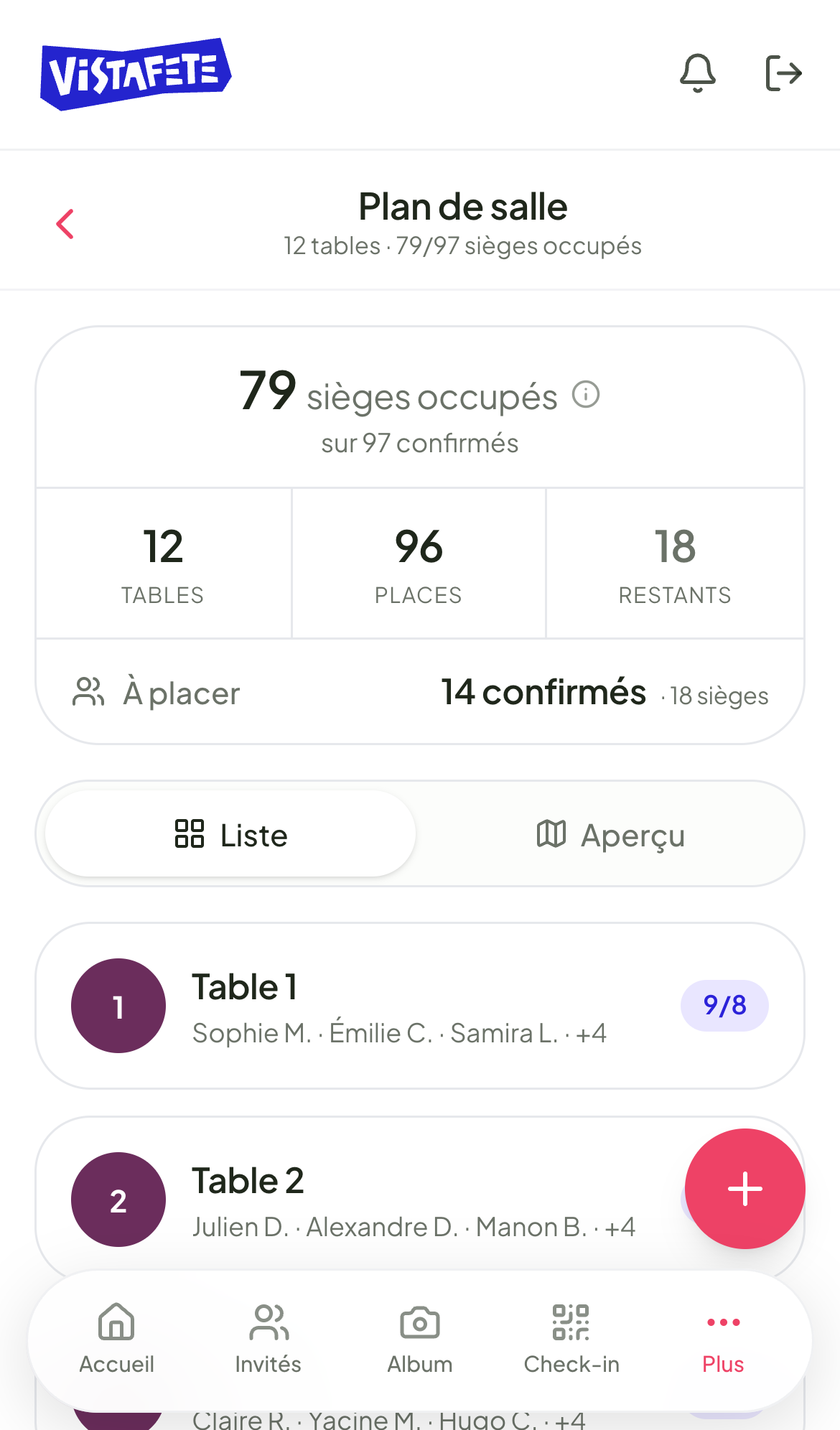 Place tes invités