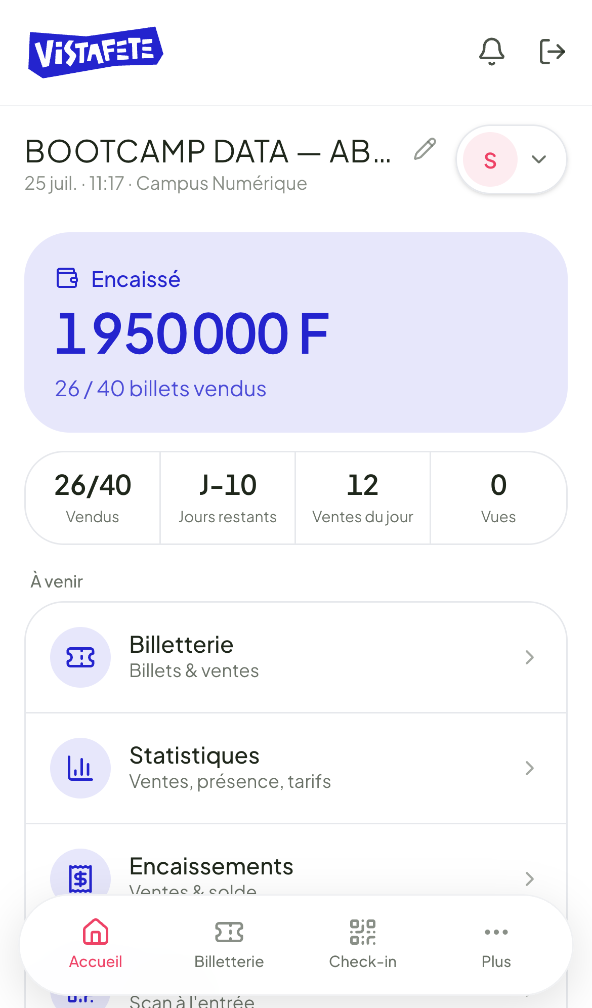 Ta session en un coup d'œil