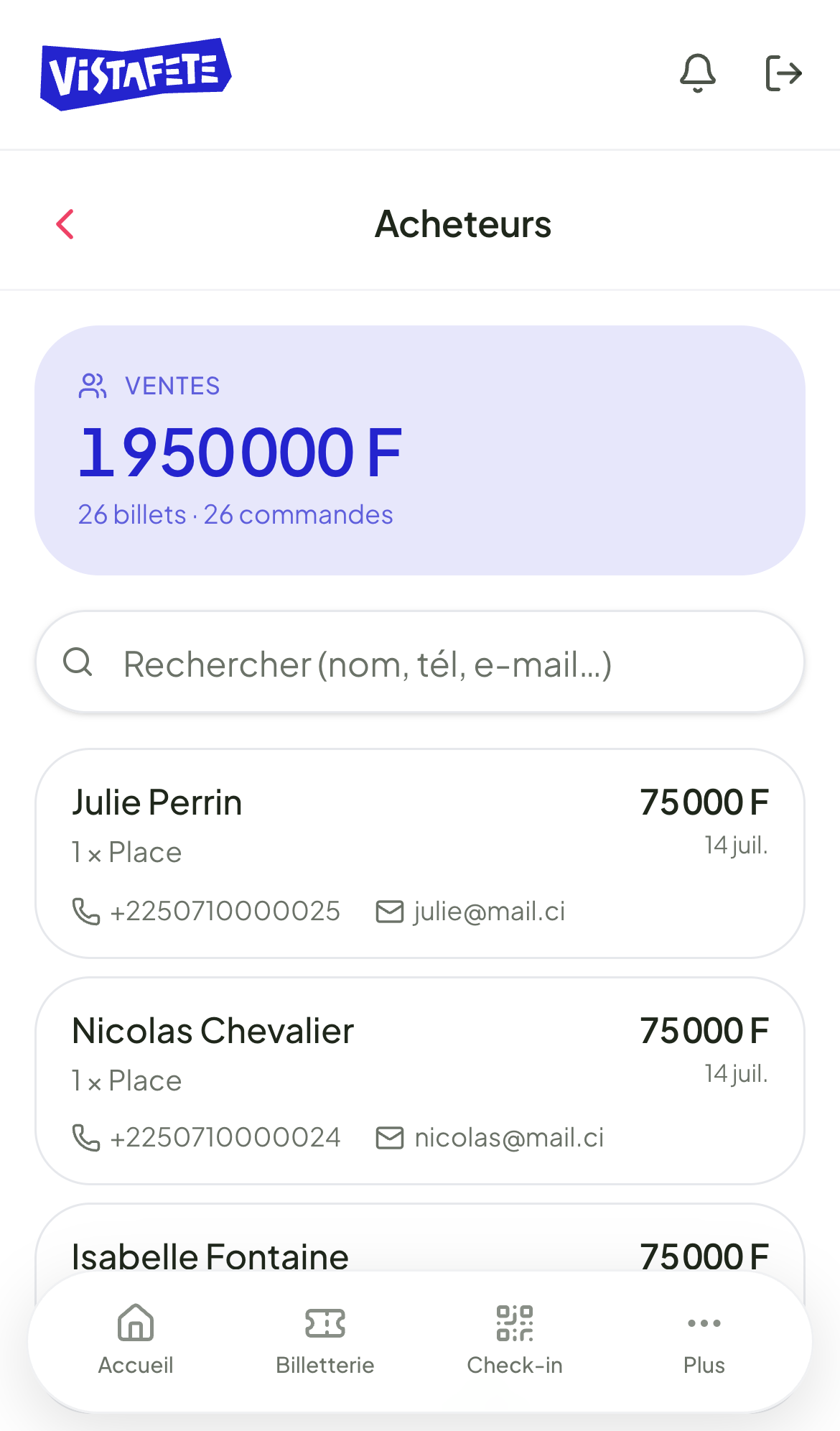 Ta liste d'inscrits